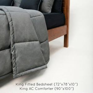 Home Crayons Cocoon 8-Piece AC Bedding Set | Coordinated Comforter, Fitted Sheet & Covers in One Set | Moonstone Gray