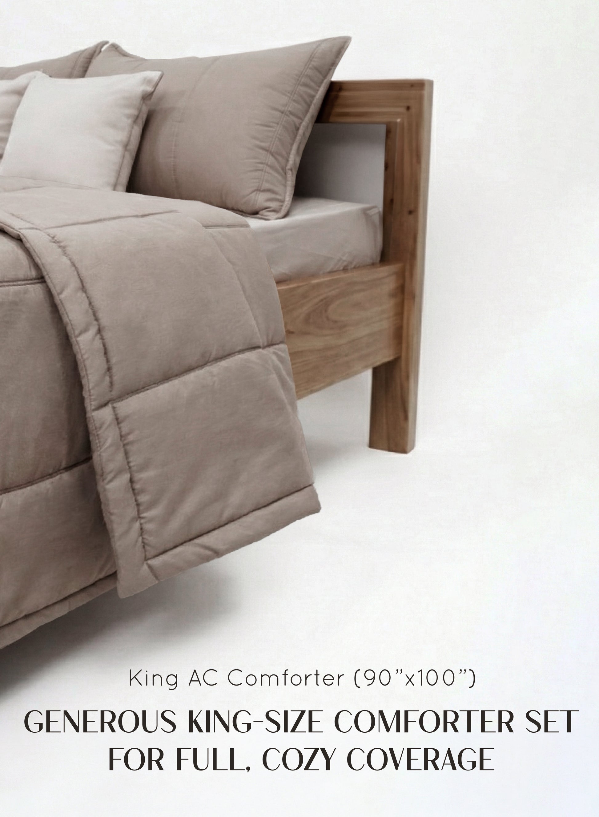 Home Crayons Cocoon AC Comforter Set | 5-Piece Designer Bed Set for Modern Homes | Earthy Beige