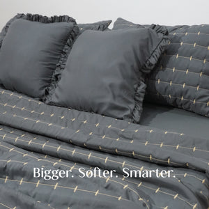 Home Crayons CloudTouch™ Comforter Set | All-Season | 33% Oversized | Includes 2 Pillow Covers & 2 Cushion Covers | Pebble Gray