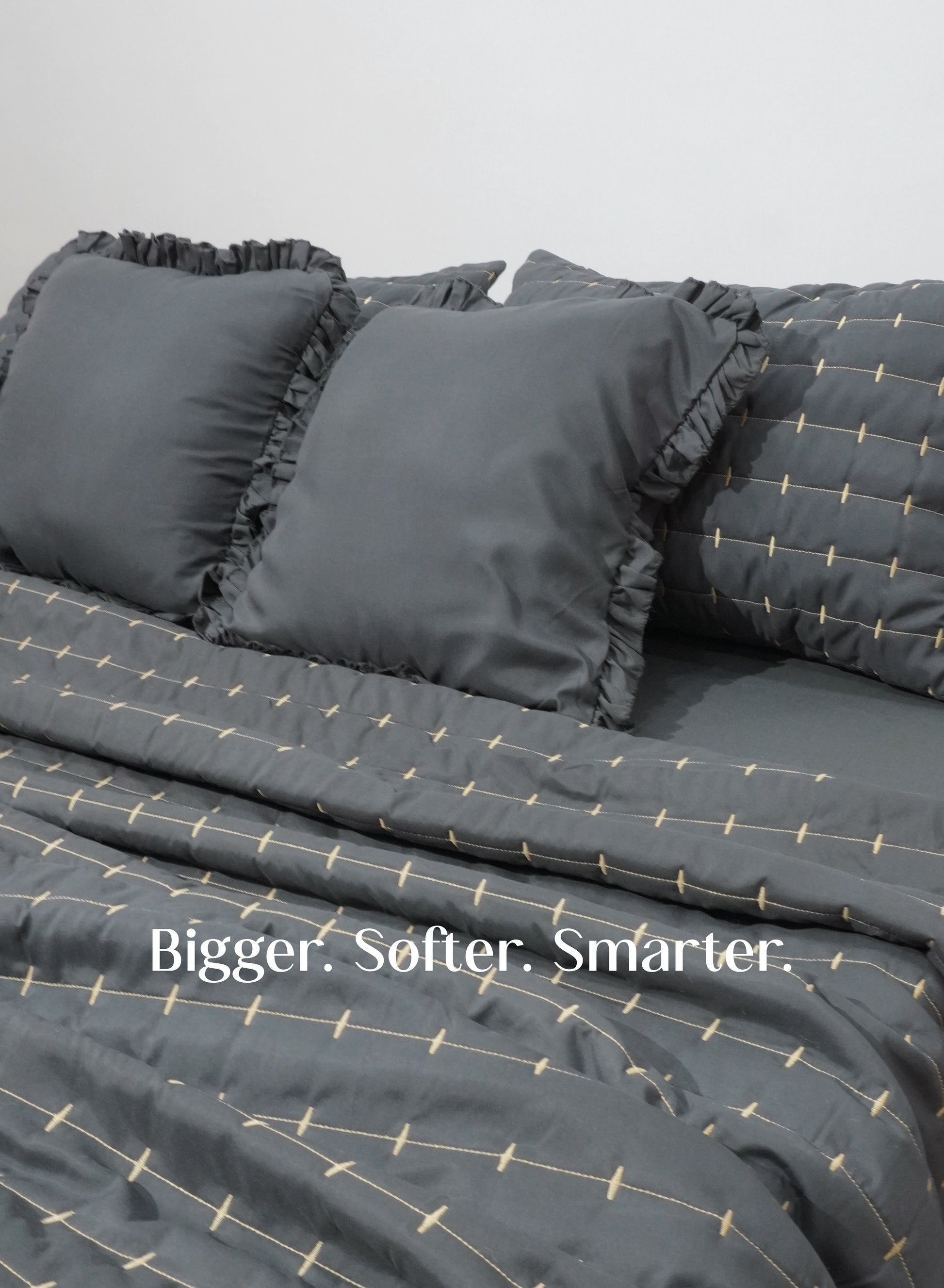 Home Crayons CloudTouch™ Comforter Set | All-Season | 33% Oversized | Includes 2 Pillow Covers & 2 Cushion Covers | Pebble Gray