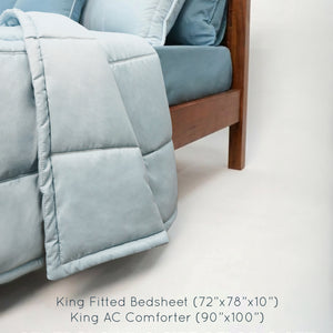 Home Crayons Cocoon 8-Piece AC Bedding Set | Coordinated Comforter, Fitted Sheet & Covers in One Set | Blue Meadow