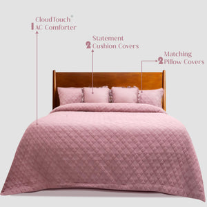 Home Crayons CloudTouch™ Comforter Set | All-Season | 33% Oversized | Includes 2 Pillow Covers & 2 Cushion Covers | Flamingo