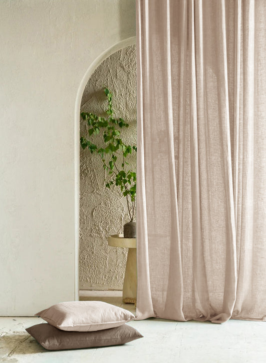 Amore Plain Sheer Curtains | Beige | Set of 2