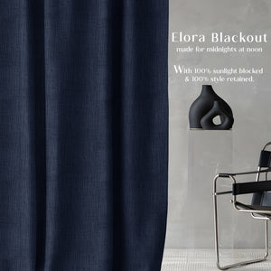 Elora Textured Blackout Curtains | Minimal Design & Total Light Block | Royal Blue | Set of 2 | Fully Customizable