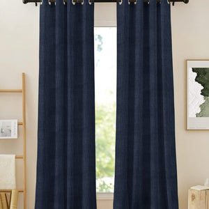 Elora Textured Blackout Curtains | Minimal Design & Total Light Block | Royal Blue | Set of 2 | Fully Customizable