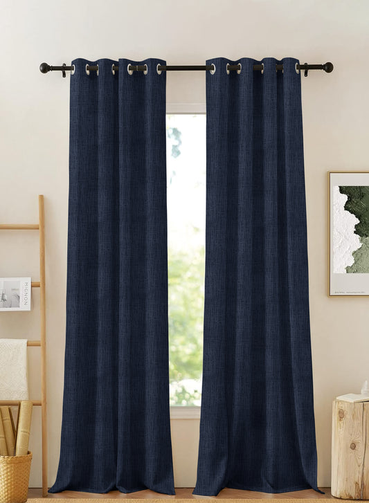 Elora Textured Blackout Curtains | Minimal Design & Total Light Block | Royal Blue | Set of 2 | Fully Customizable