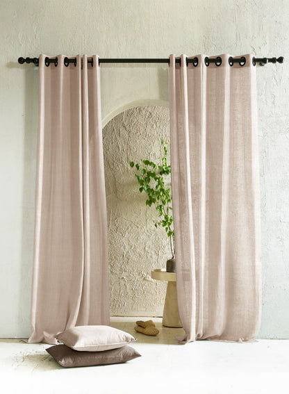 Amore Plain Sheer Curtains | Beige | Set of 2