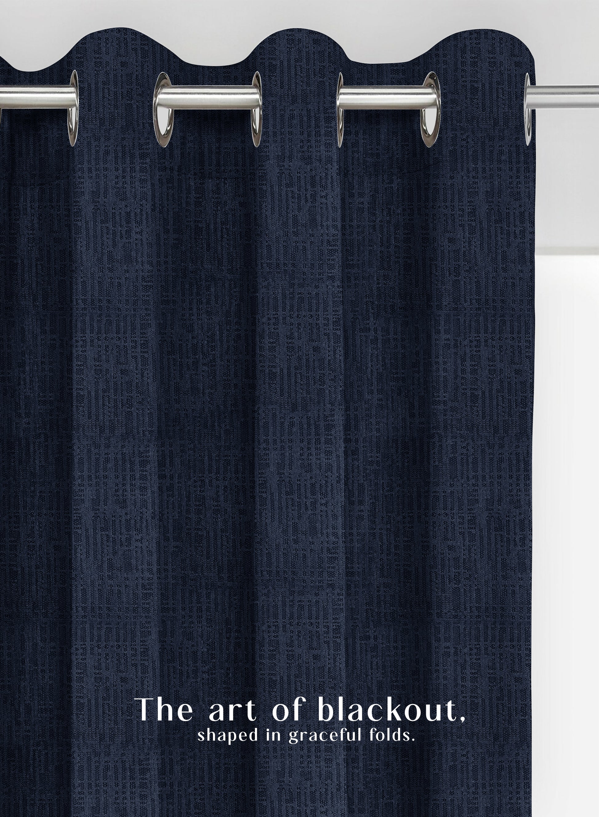 Elora Textured Blackout Curtains | Minimal Design & Total Light Block | Royal Blue | Set of 2 | Fully Customizable