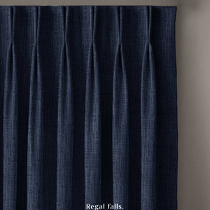 Elora Textured Blackout Curtains | Minimal Design & Total Light Block | Royal Blue | Set of 2 | Fully Customizable