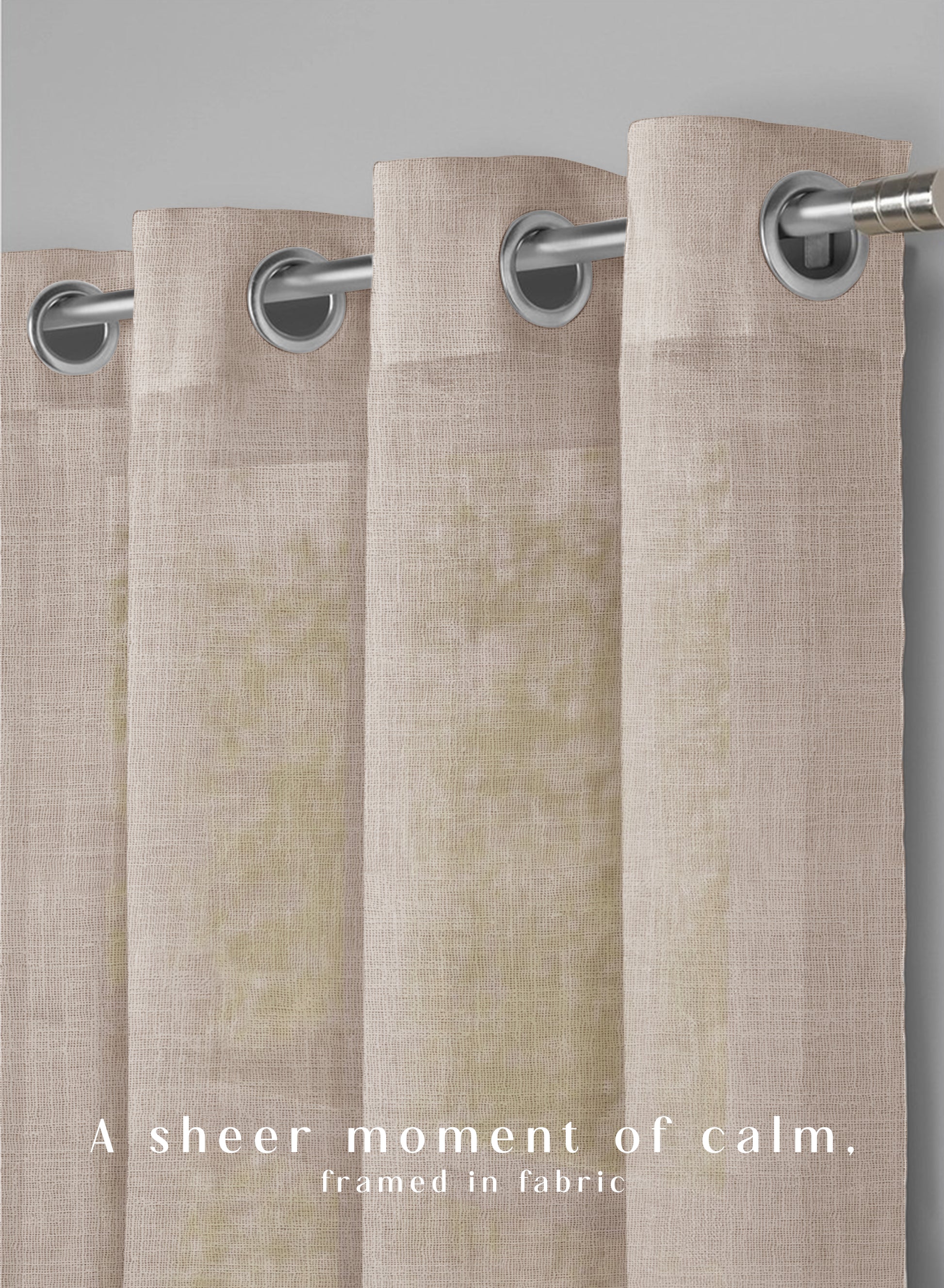 Amore Plain Sheer Curtains | Airy Elegance & Soft Light Filter | Beige | Set of 2 | Fully Customizable