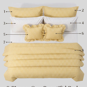 Crayonic™ 8-Piece AC Bedding Set | Signature Designer Bedding for AC Rooms | Sunlit Gingham