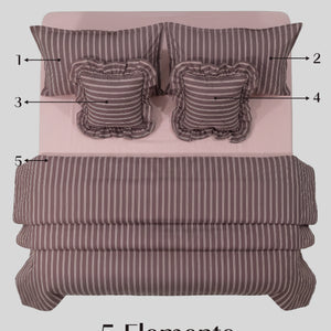 Crayonic™ 5-Piece AC Comforter Set | Signature Designer Comforter Set | Merlot