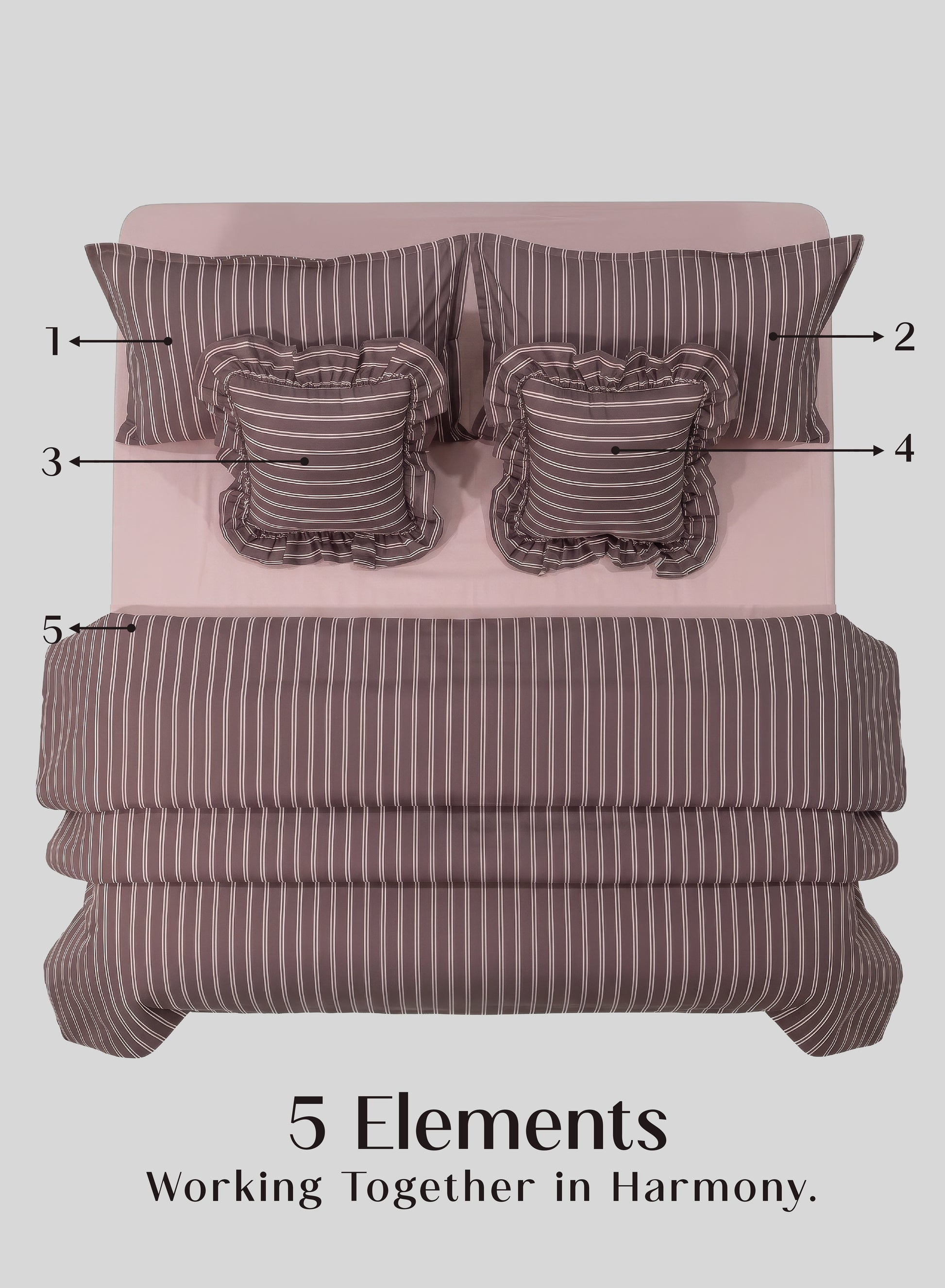 Crayonic™ 5-Piece AC Comforter Set | Signature Designer Comforter Set | Merlot