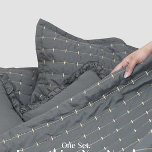 Home Crayons CloudTouch™ Comforter Set | All-Season | 33% Oversized | Includes 2 Pillow Covers & 2 Cushion Covers | Pebble Gray