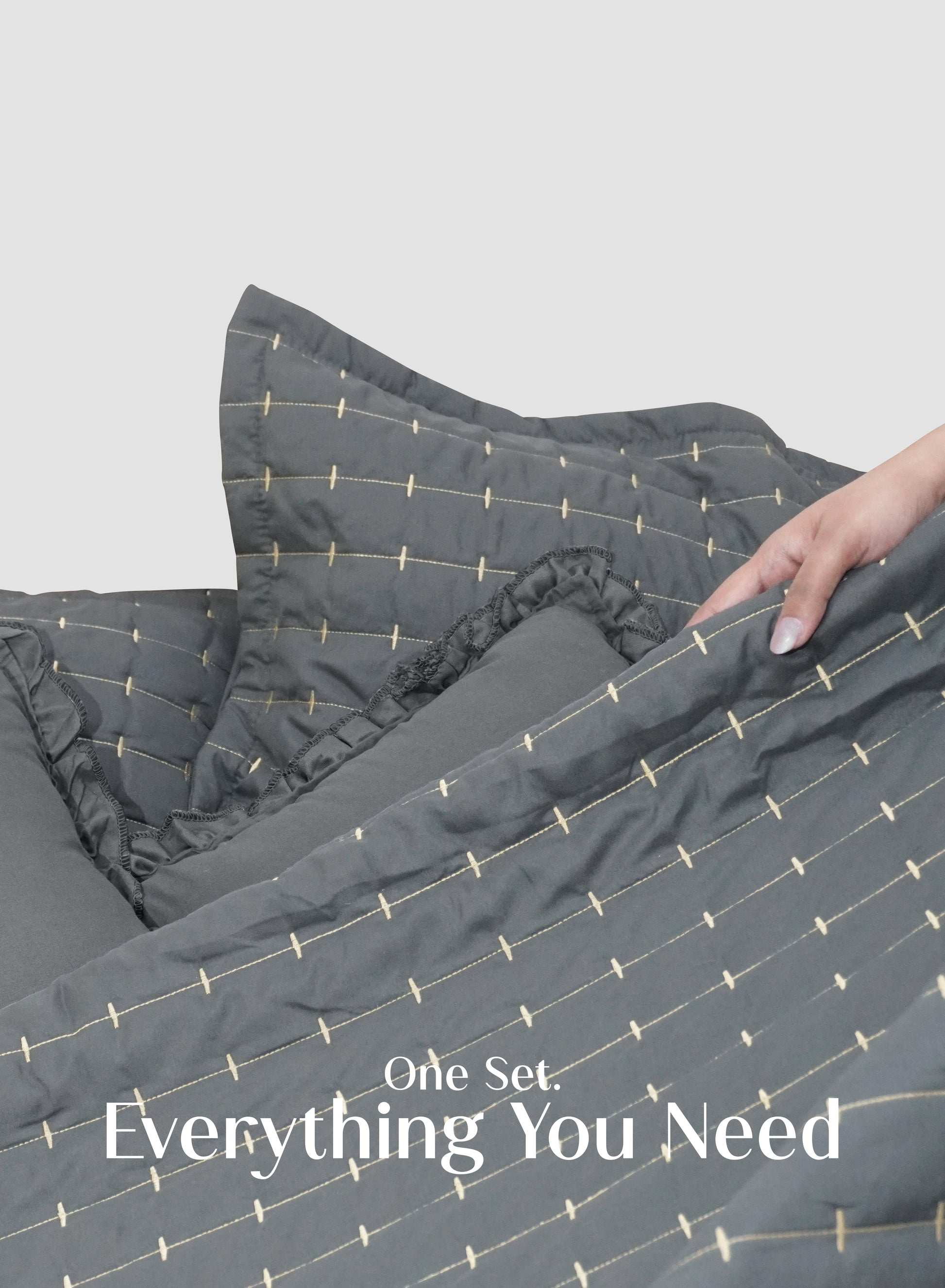 Home Crayons CloudTouch™ Comforter Set | All-Season | 33% Oversized | Includes 2 Pillow Covers & 2 Cushion Covers | Pebble Gray