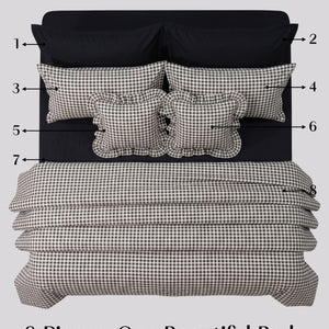 Crayonic™ 8-Piece AC Bedding Set | Signature Designer Bedding for AC Rooms | Midnight Gingham