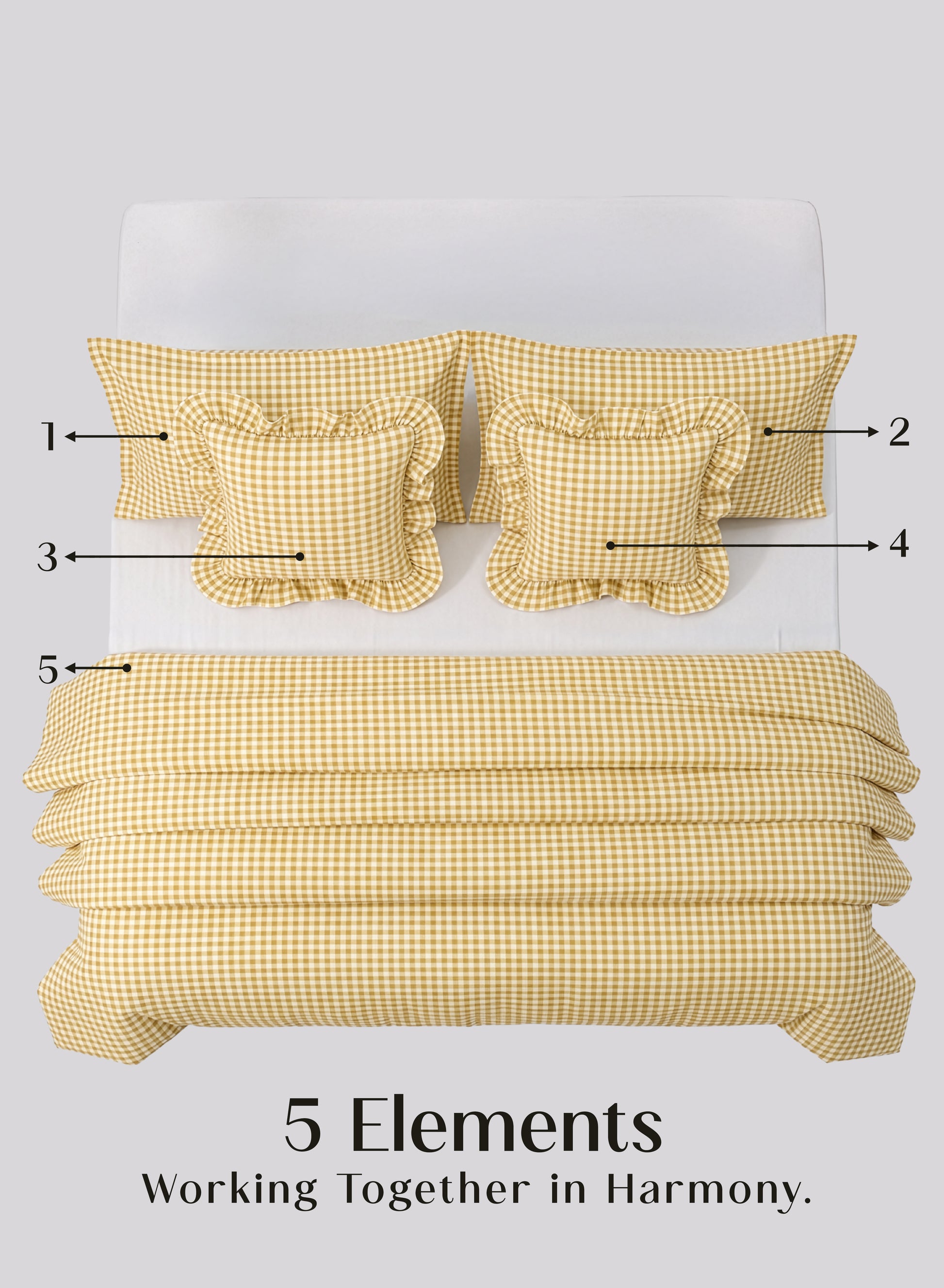 Crayonic™ 5-Piece AC Comforter Set | Signature Designer Comforter Set | Sunlit Gingham