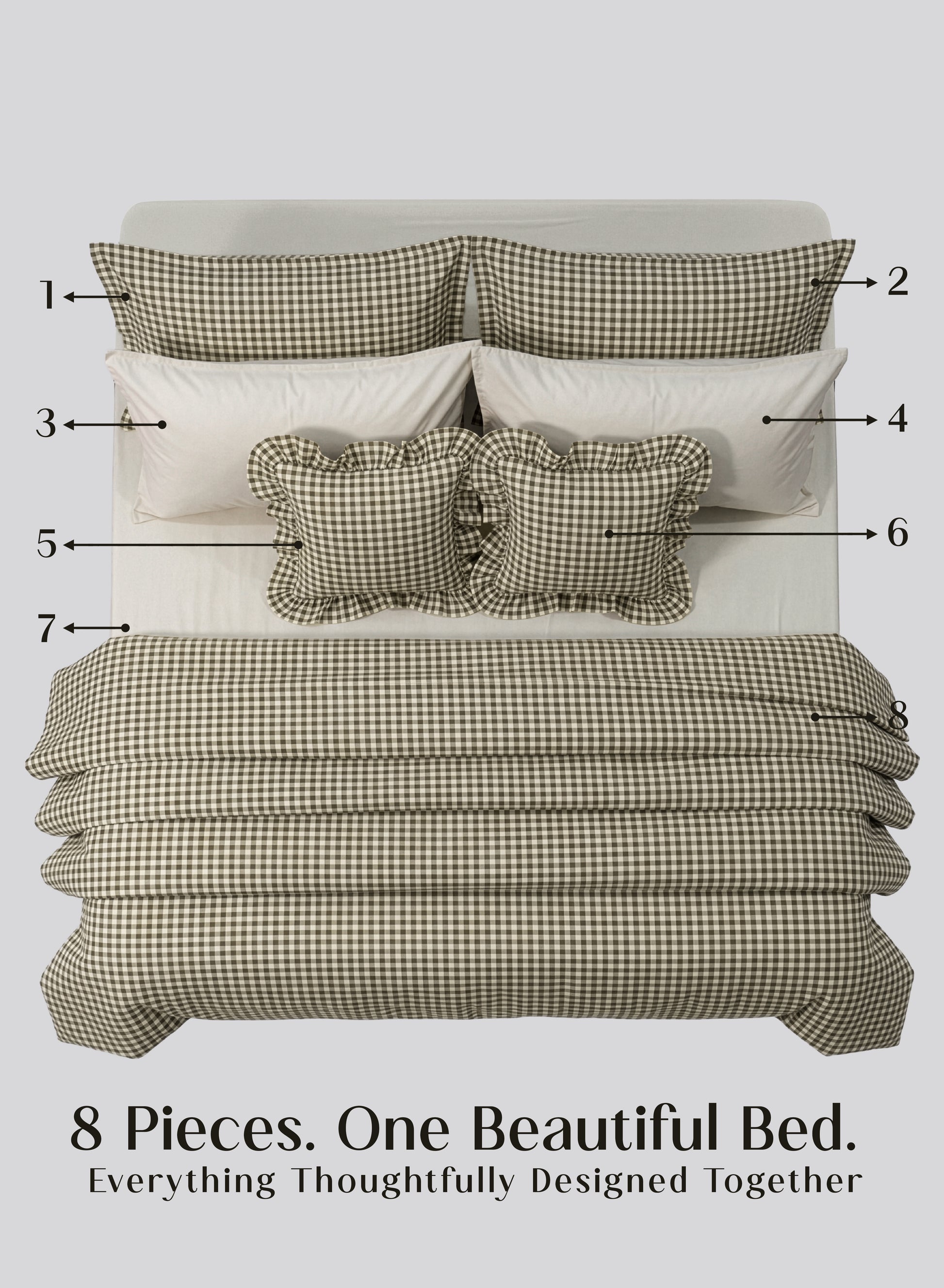 Crayonic™ 8-Piece AC Bedding Set | Signature Designer Bedding for AC Rooms | Olivewood