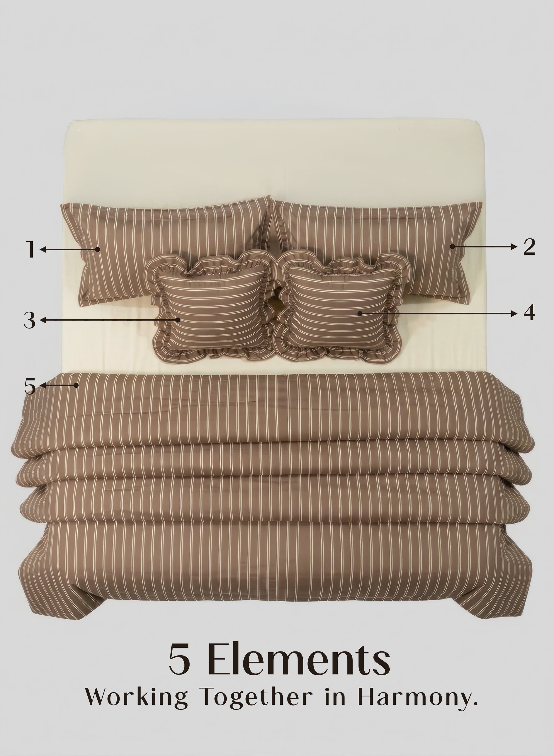 Crayonic™ 5-Piece AC Comforter Set | Signature Designer Comforter Set | Café Mocha