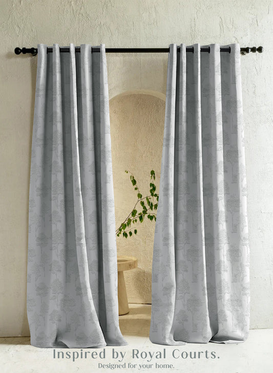 Bern Jacquard Blackout Curtains | Scenic Tree Pattern & Total Light Block | Sea Green | Set of 2 | Fully Customizable