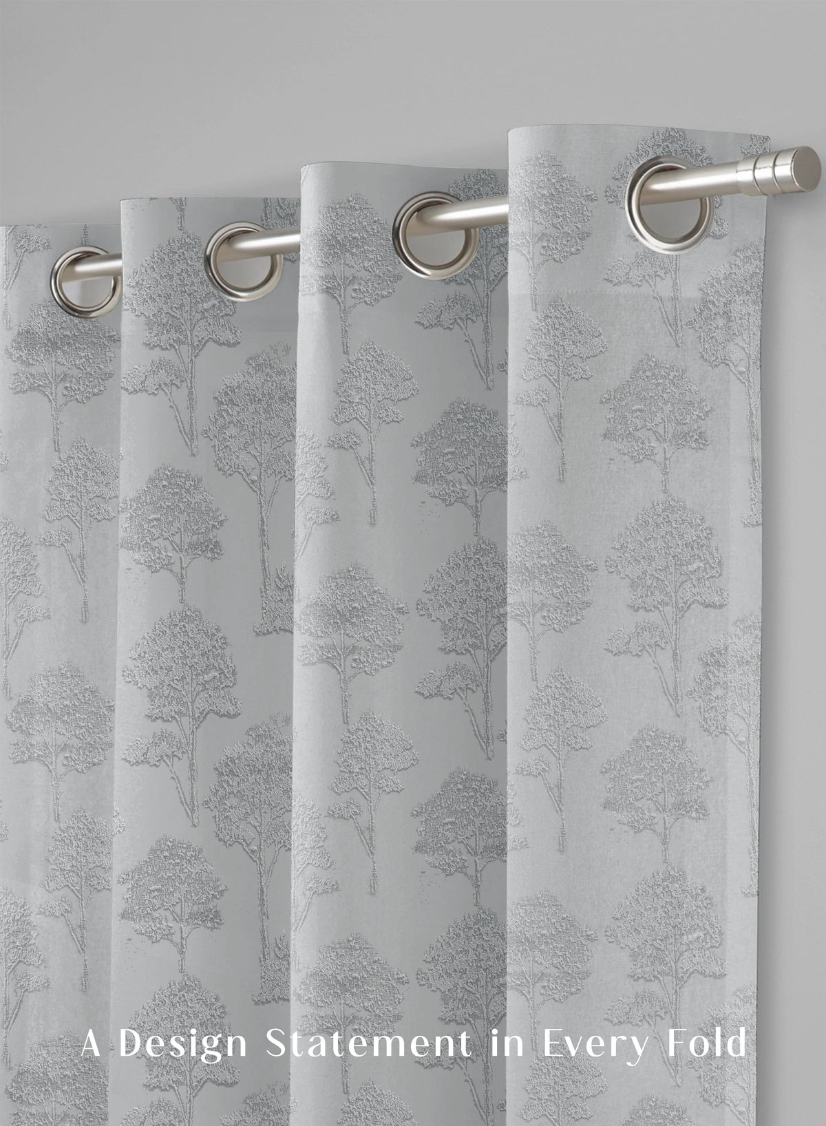 Bern Jacquard Blackout Curtains | Scenic Tree Pattern & Total Light Block | Sea Green | Set of 2 | Fully Customizable