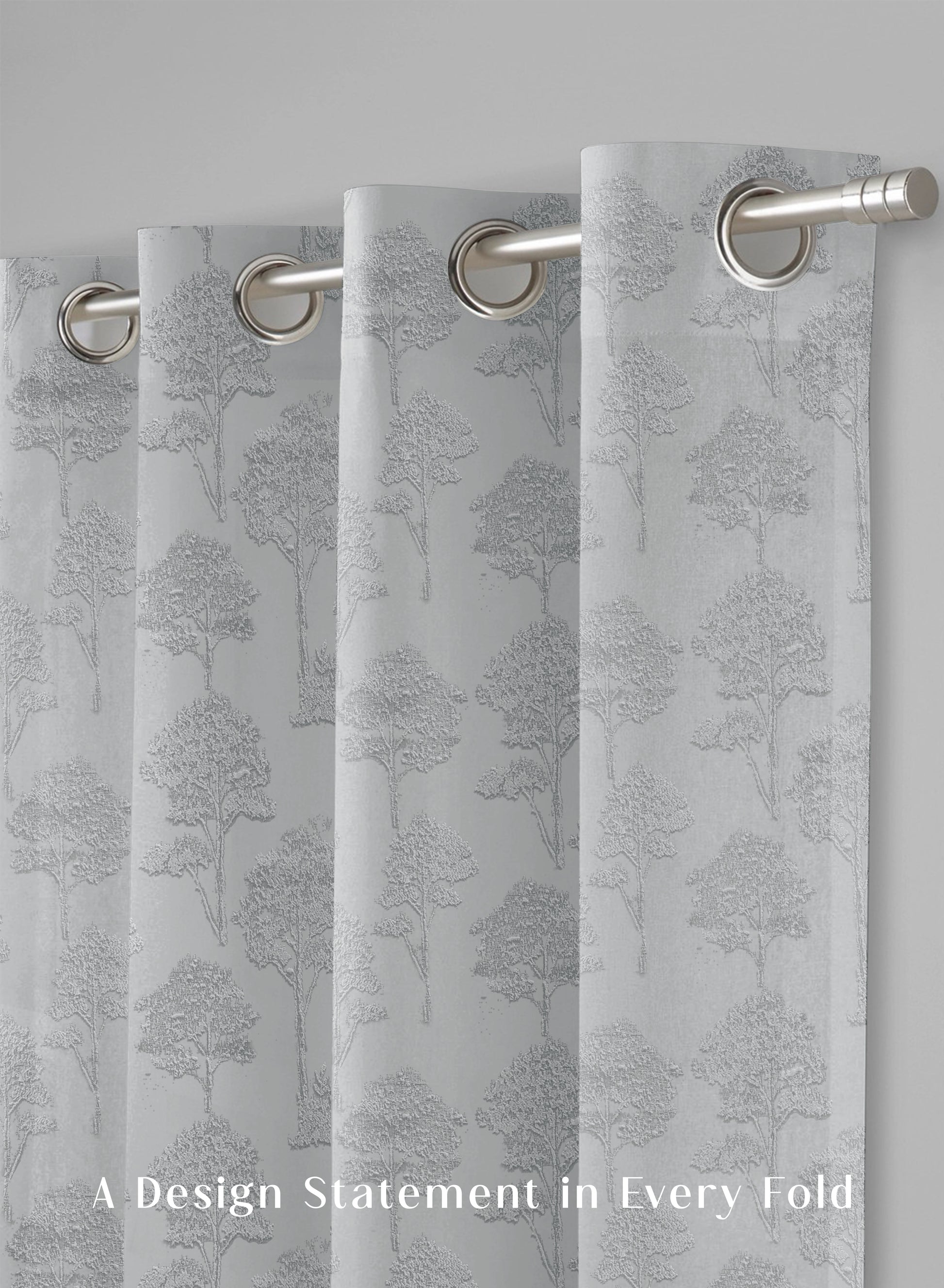 Bern Jacquard Blackout Curtains | Scenic Tree Pattern & Total Light Block | Sea Green | Set of 2 | Fully Customizable