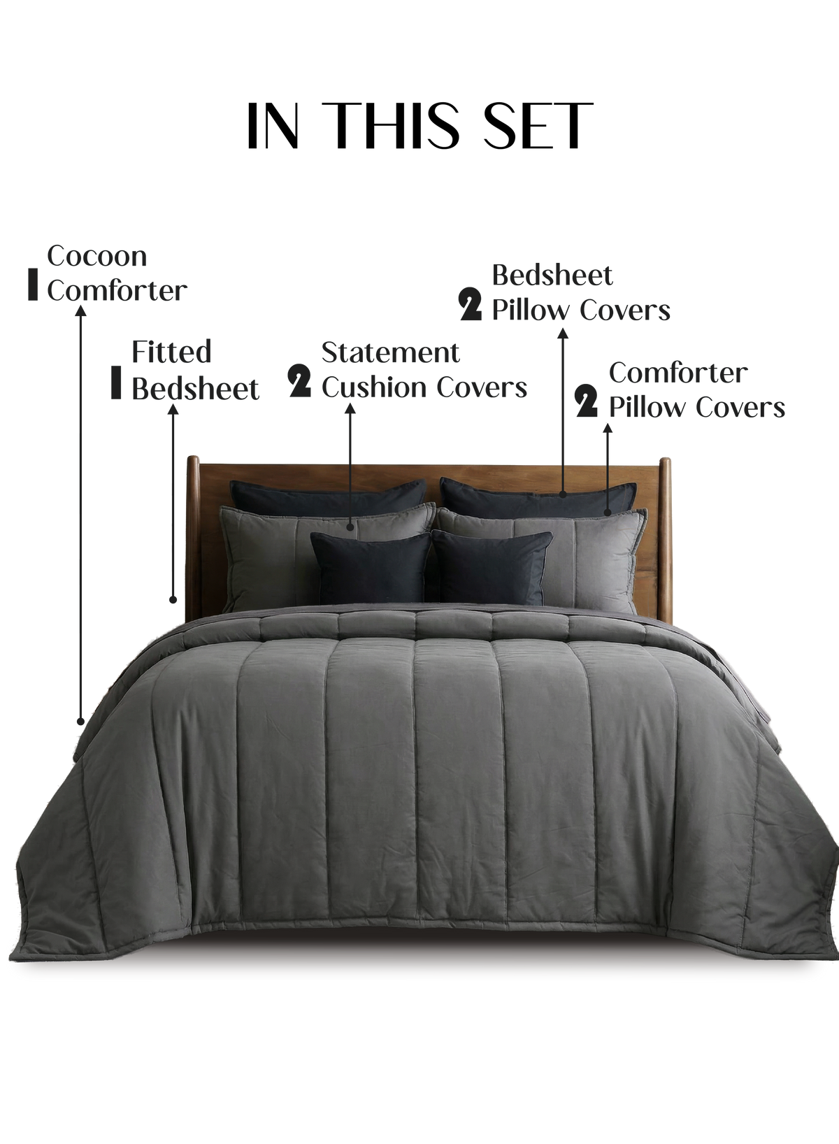 Cocoon 8-Piece Bedding Set | Moonstone Gray