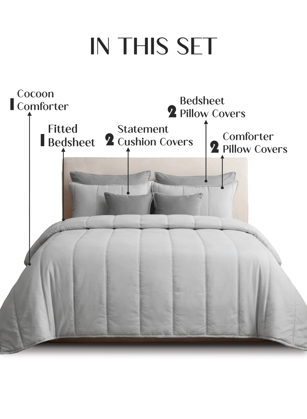 Cocoon 8-Piece Bedding Set | Pearl Gray