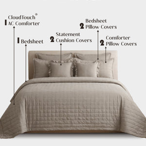 Home Crayons CloudTouch™ 8-Piece AC Bedding Set | Complete Bedroom Upgrade in One Set | Latte Crème