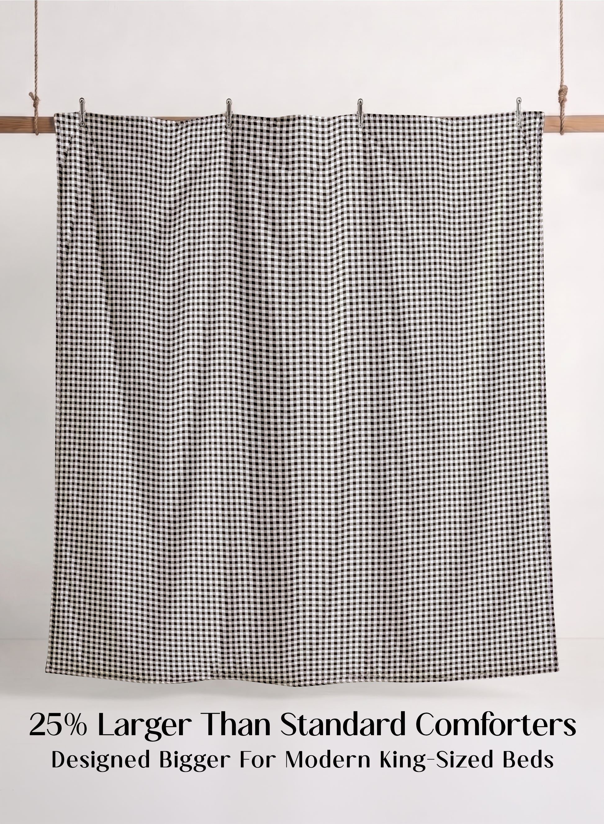 Crayonic™ 8-Piece AC Bedding Set | Signature Designer Bedding for AC Rooms | Midnight Gingham