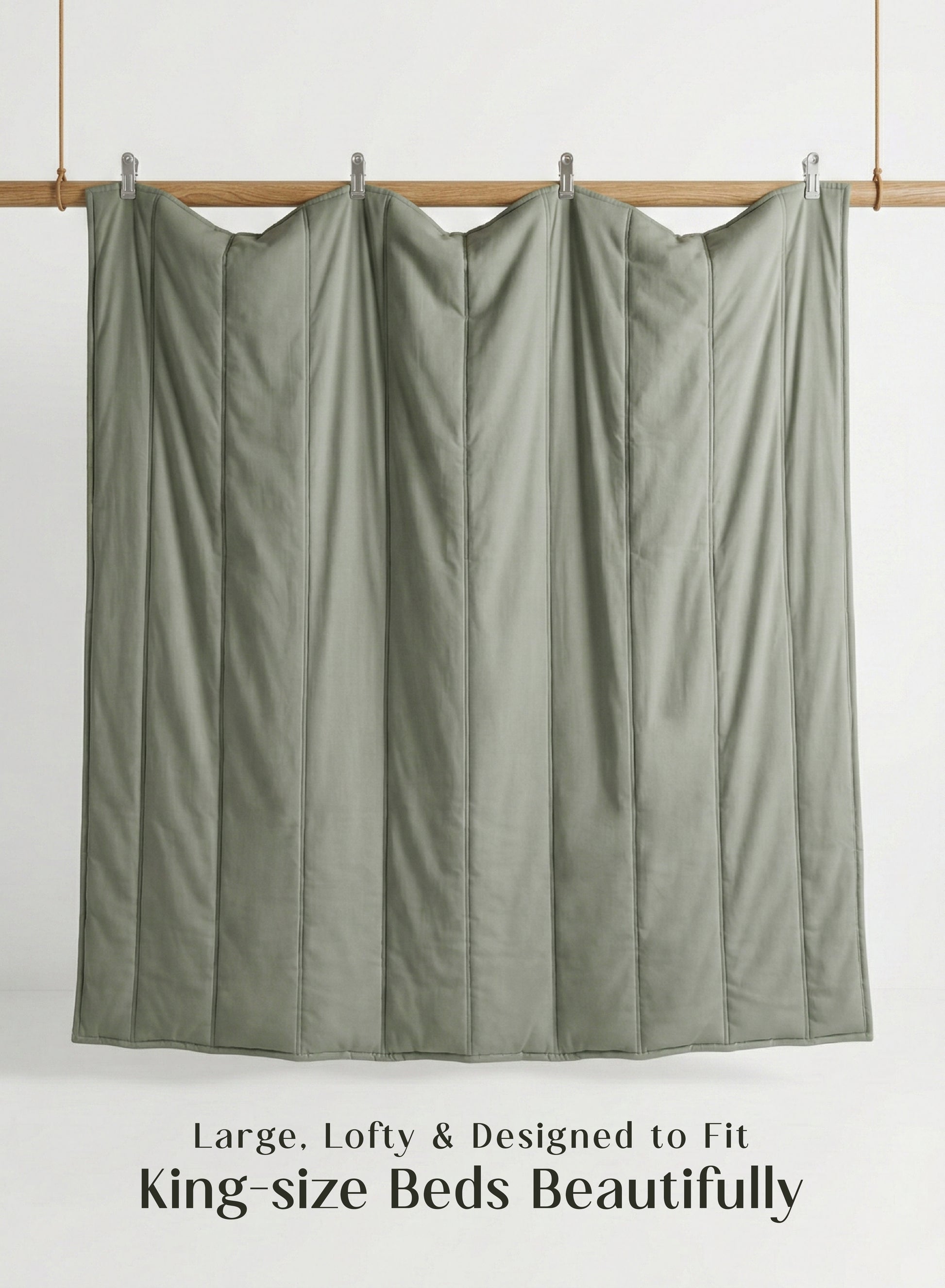 Home Crayons Cocoon AC Comforter Set | 5-Piece Designer Bed Set for Modern Homes | Olive Mist