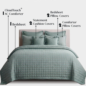 Home Crayons CloudTouch™ 8-Piece AC Bedding Set | Complete Bedroom Upgrade in One Set | Sage Green