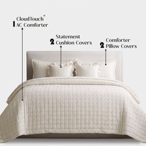 Home Crayons CloudTouch™ 5-Piece AC Comforter Set | 33% Oversized | Includes 2 Pillow & 2 Cushion Covers | Morning Glory