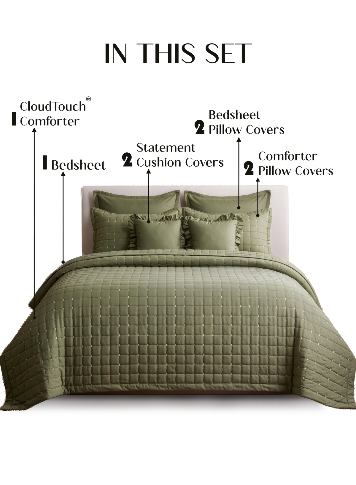 CloudTouch™ 8-Piece  Bedding Set | Olive Grove