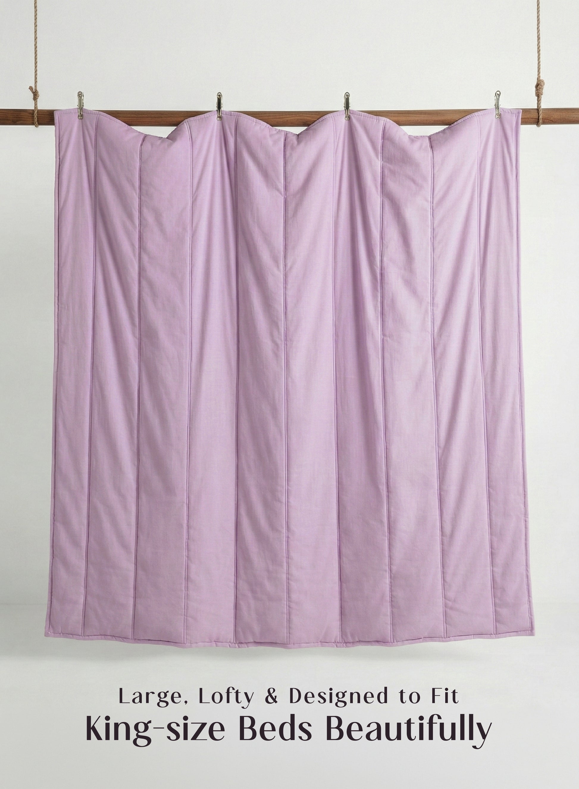 Home Crayons Cocoon AC Comforter Set | 5-Piece Designer Bed Set for Modern Homes | Lilac Daisy