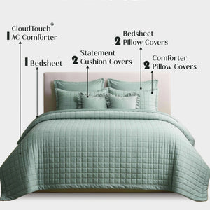 Home Crayons CloudTouch™ 8-Piece AC Bedding Set | Complete Bedroom Upgrade in One Set | Matcha Milk