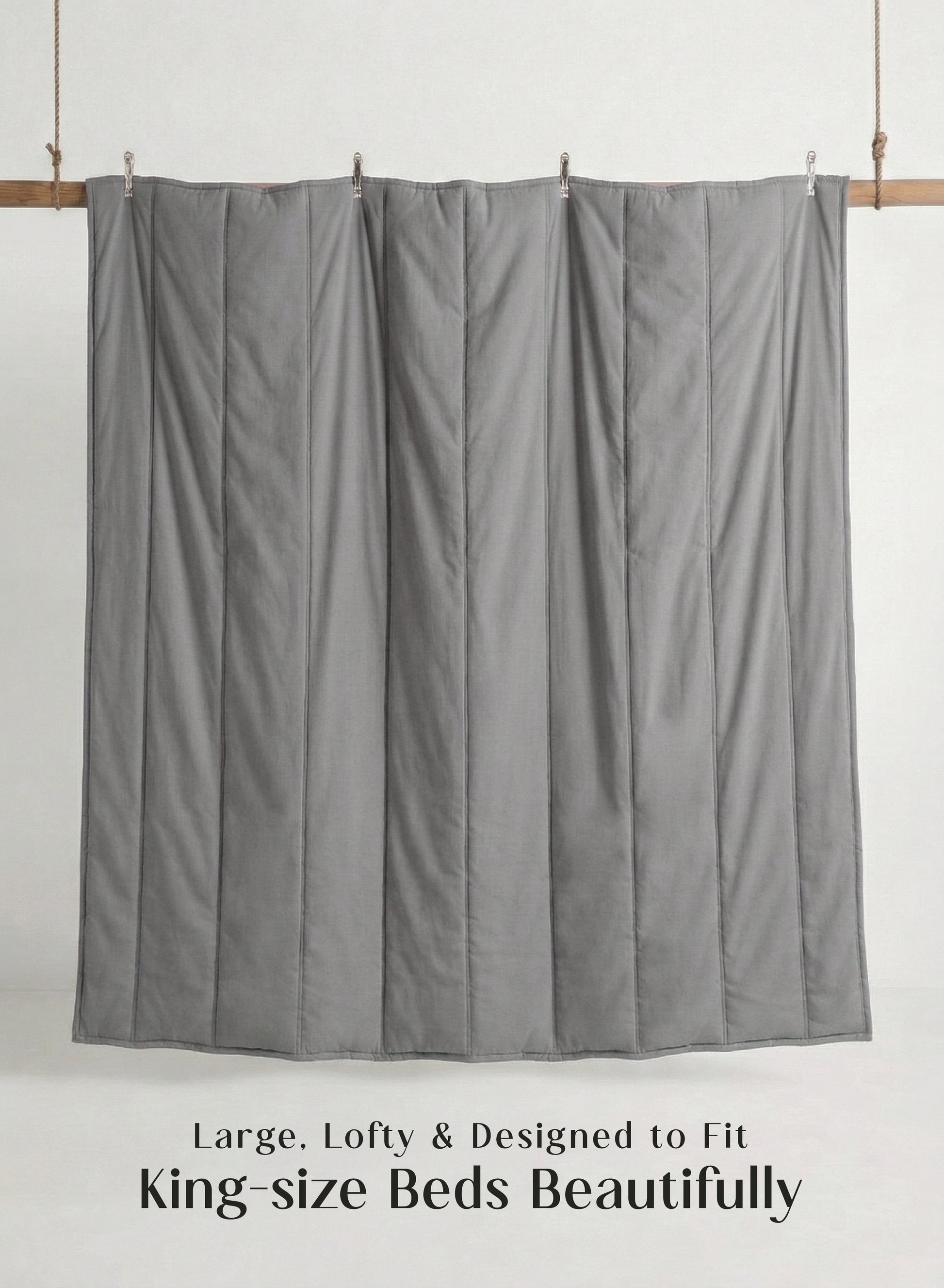 Home Crayons Cocoon AC Comforter Set | 5-Piece Designer Bed Set for Modern Homes | Moonstone Gray