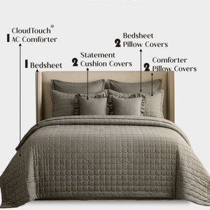 Home Crayons CloudTouch™ 8-Piece AC Bedding Set | Complete Bedroom Upgrade in One Set | Smoked Coffee
