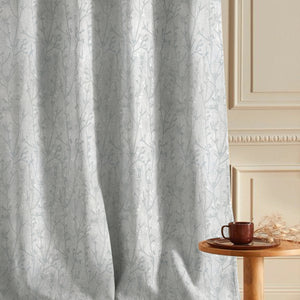 Bern Jacquard Room Darkening Curtains | Delicate Branch Embroidery | Sea Green | Set of 2 | Fully Customizable
