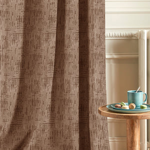 Elsa Textured Room Darkening Curtains | Modern Aesthetic | Caramel Brown | Set of 2 | Fully Customizable