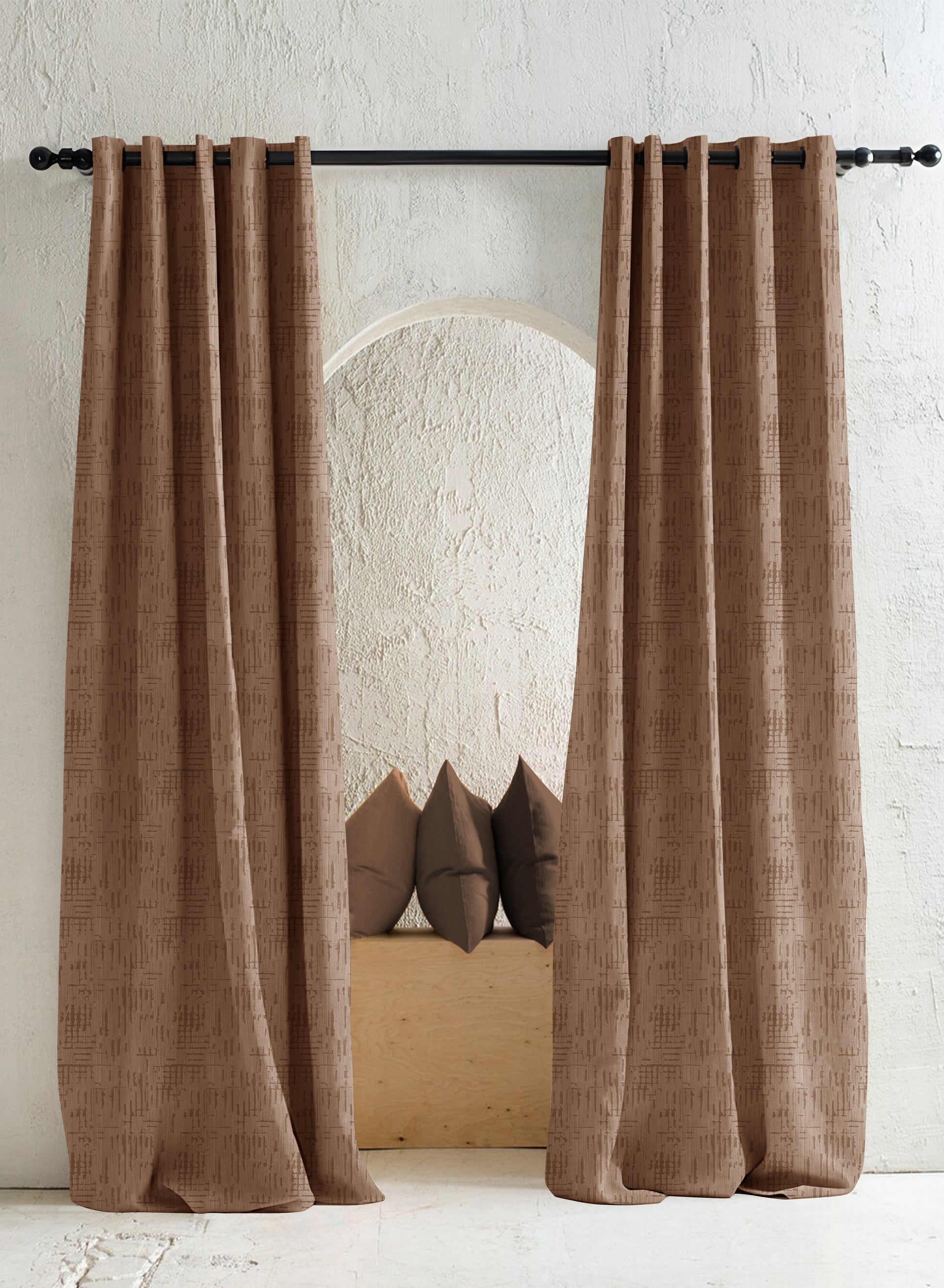 Elsa Textured Blackout Curtains | Caramel Brown | Set of 2