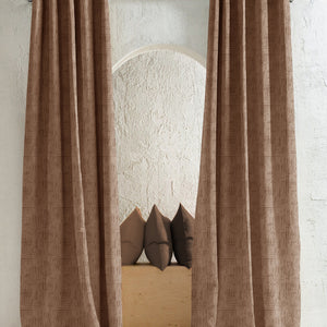 Elsa Textured Room Darkening Curtains | Modern Aesthetic | Caramel Brown | Set of 2 | Fully Customizable