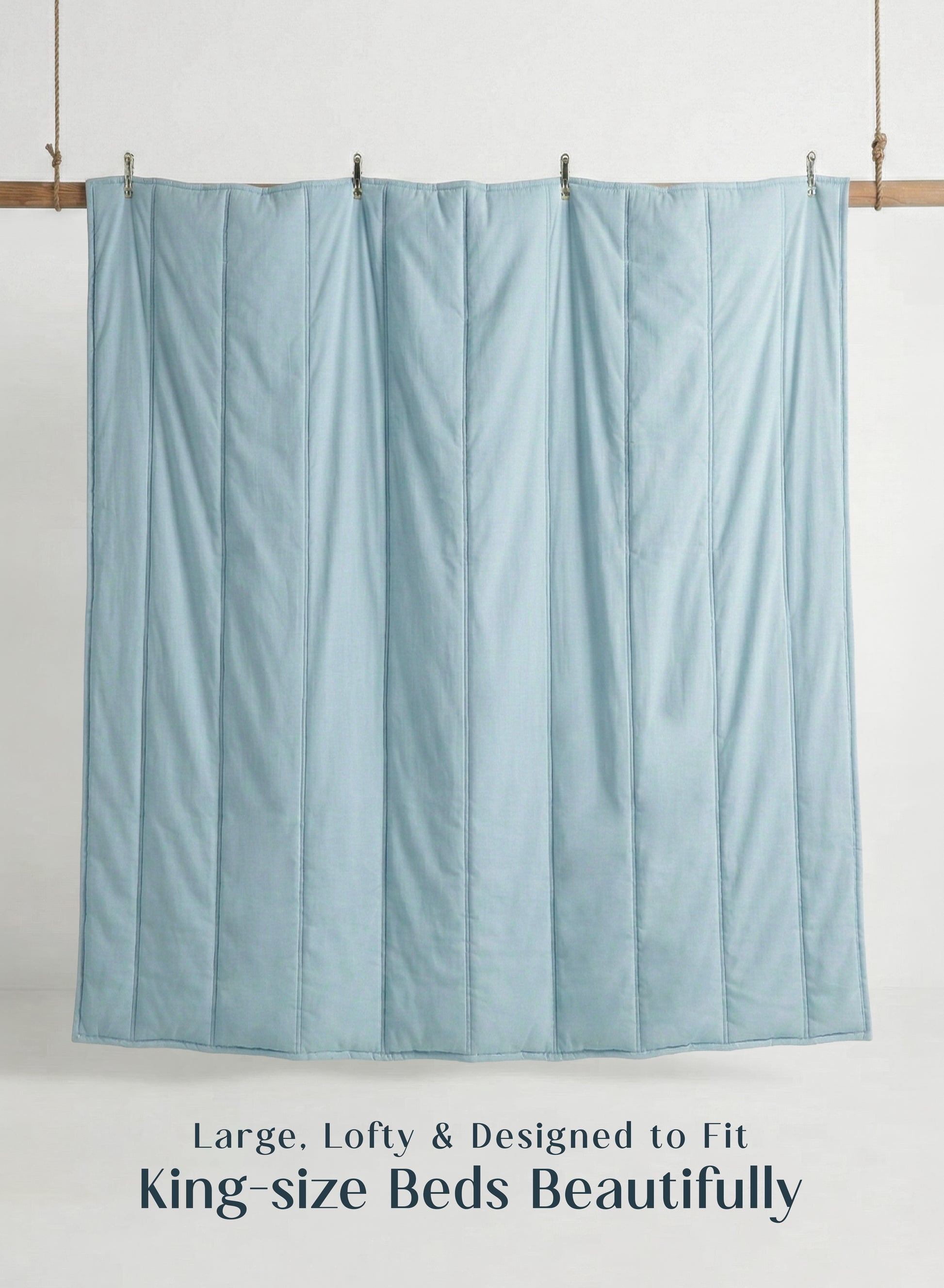 Home Crayons Cocoon 8-Piece AC Bedding Set | Coordinated Comforter, Fitted Sheet & Covers in One Set | Blue Meadow