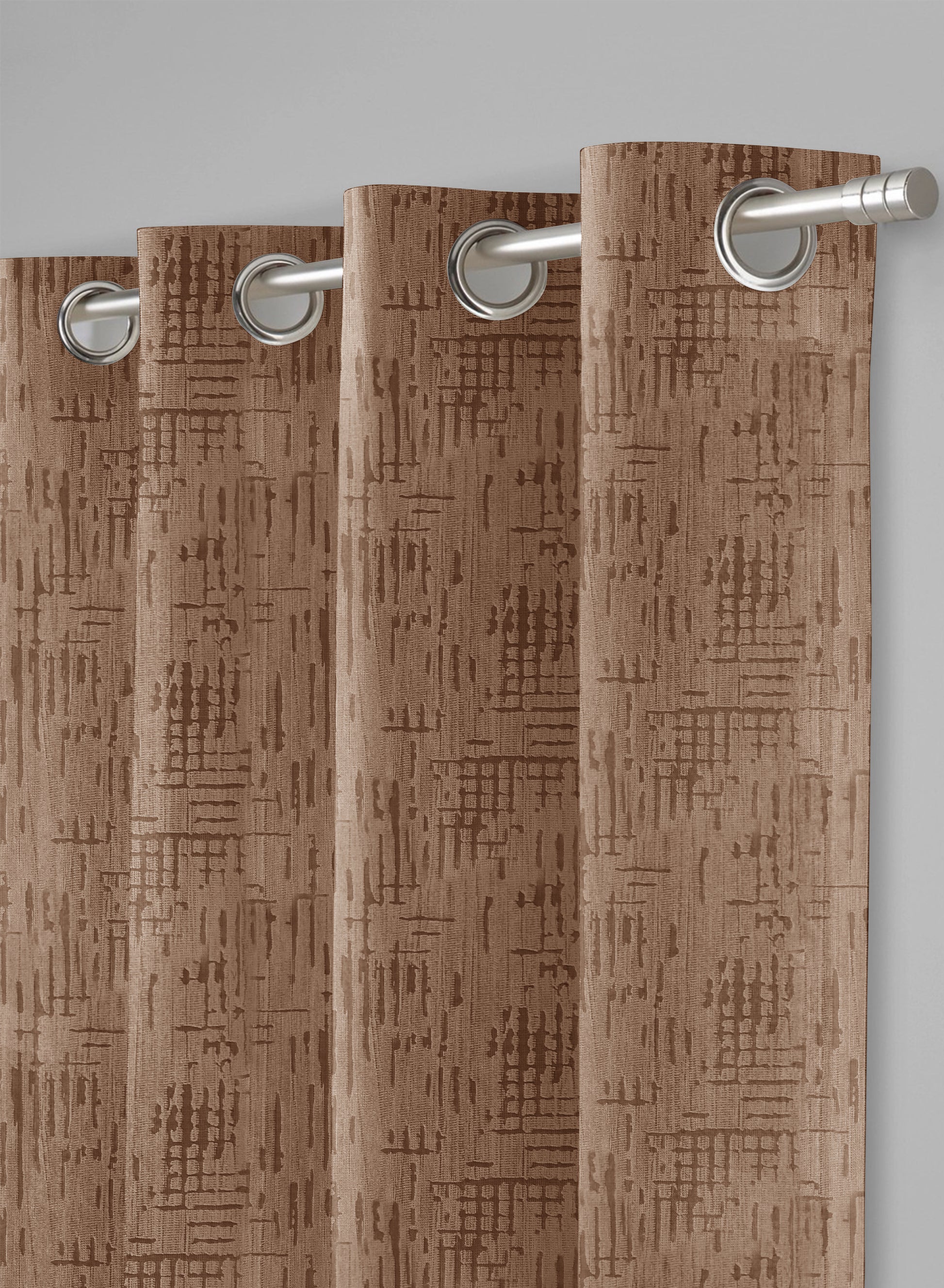 Elsa Textured Room Darkening Curtains | Caramel Brown | Set of 2