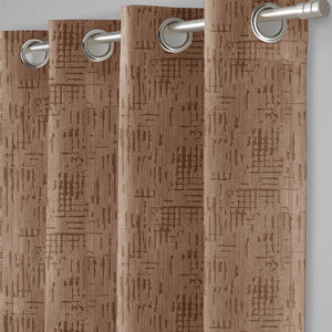 Elsa Textured Blackout Curtains | Caramel Brown | Set of 2