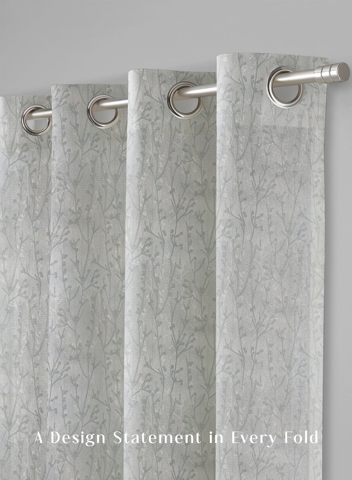 Bern Jacquard Blackout Curtains | Delicate Branch Embroidery & Total Light Block | Sea Green | Set of 2 | Fully Customizable