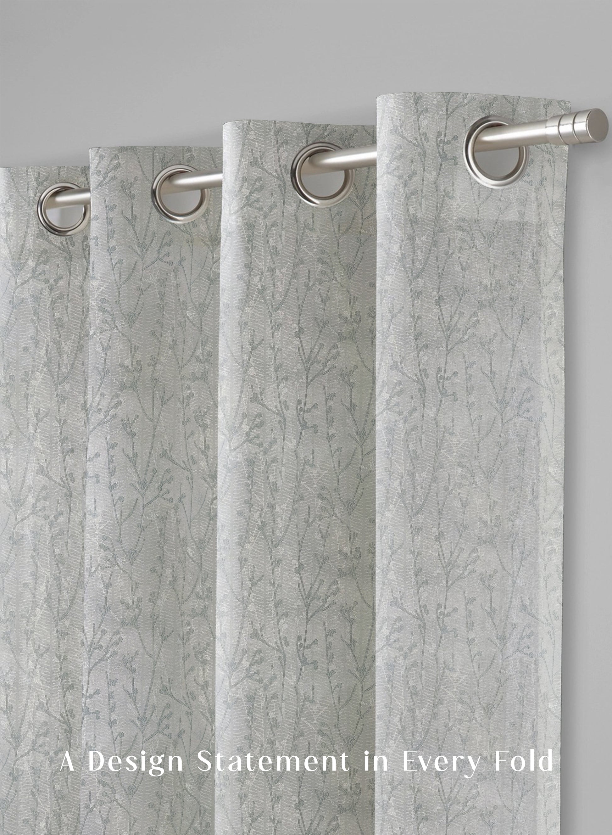 Bern Jacquard Blackout Curtains | Delicate Branch Embroidery & Total Light Block | Sea Green | Set of 2 | Fully Customizable