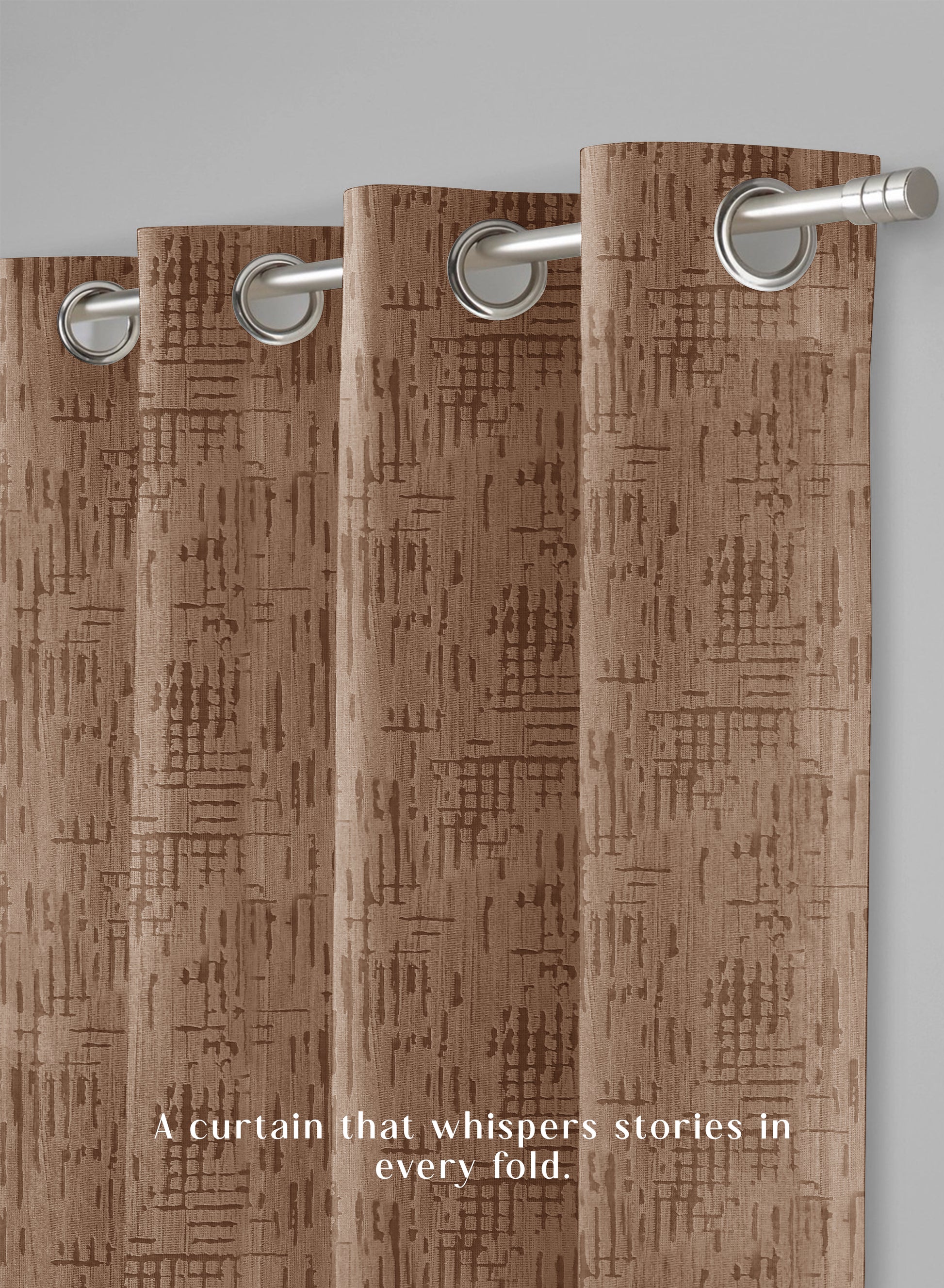 Elsa Textured Room Darkening Curtains | Modern Aesthetic | Caramel Brown | Set of 2 | Fully Customizable