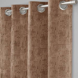 Elsa Textured Room Darkening Curtains | Modern Aesthetic | Caramel Brown | Set of 2 | Fully Customizable