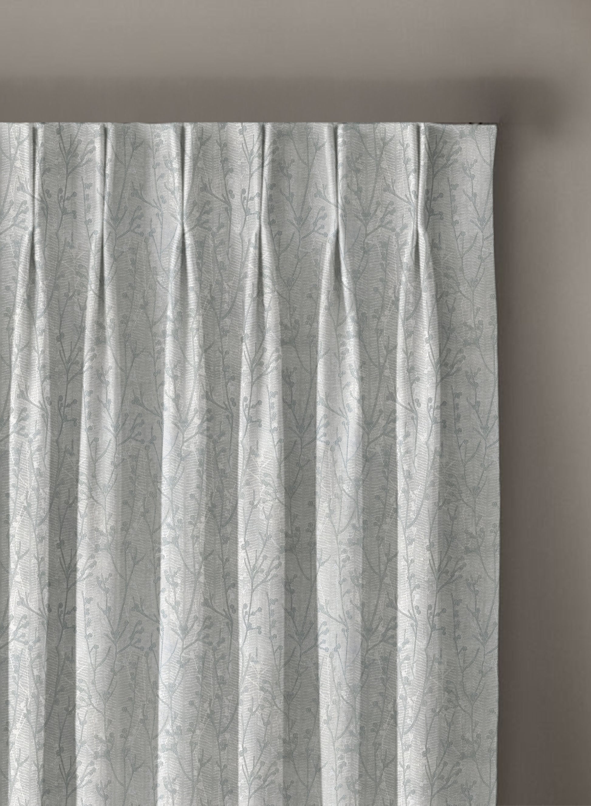 Bern Jacquard Room Darkening Curtains | Delicate Branch Embroidery | Sea Green | Set of 2 | Fully Customizable